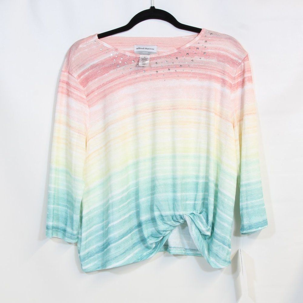 Alfred Dunner PEACHY KEEN Ombre Knot Twist Hem Top